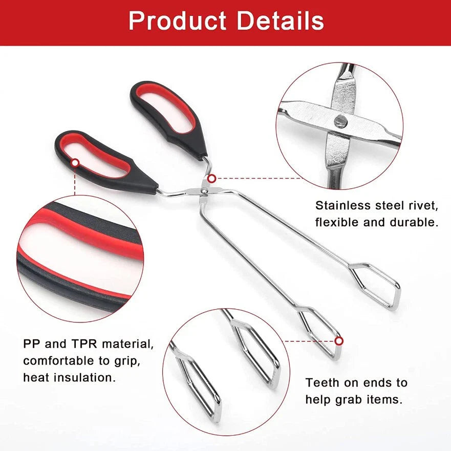 3 Pack Stainless Steel Scissor Tongs, Kitchen Tongs for Cooking Food Tongs BBQ